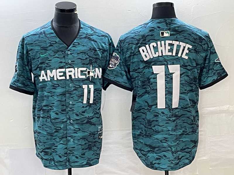 Mens Toronto Blue Jays #11 Bo Bichette Number Teal 2023 All Star Cool Base Stitched Jersey->toronto blue jays->MLB Jersey